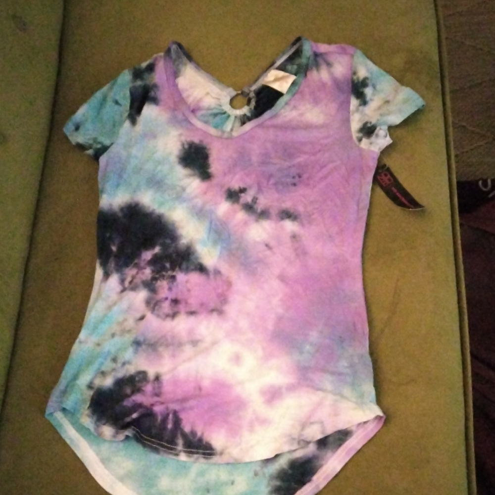 No Boundaries Purple & Blue Tie-Dye Short Sleeve Top